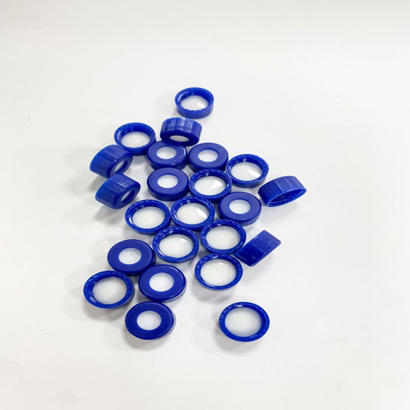 غطاء PP لولبي مضلع باللون الأزرق وحاجز ما قبل الشق لقارورة كروماتوجرافي hplc 2 مل 9-425 لعينة تحضيري 9-SP3005-2A